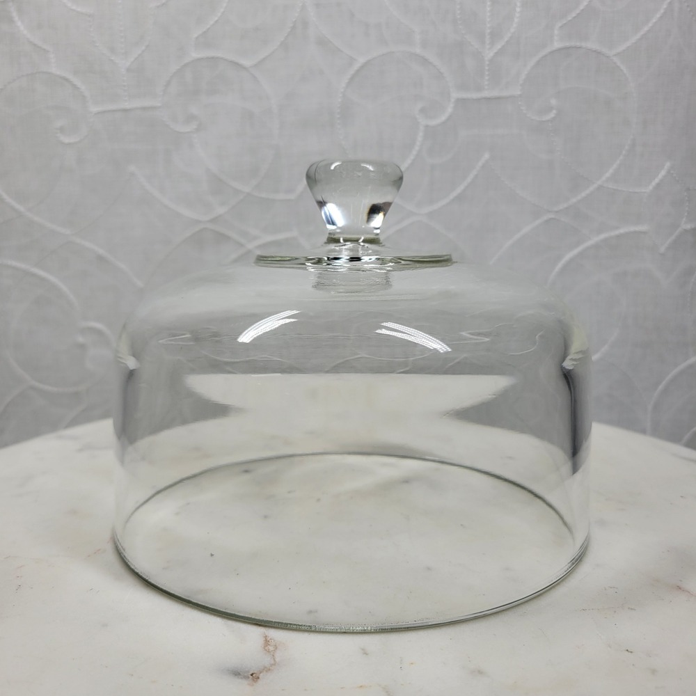 Classic Clear Glass Cheese Dome Cloche Cover Knob Handle Kitchen Pastry Display